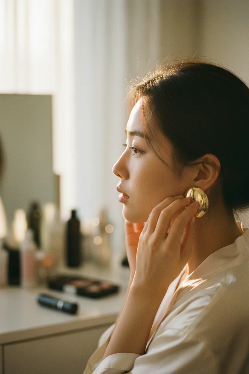 85mm - 주얼리·액세서리 디테일 강조, 배경을 강하게 흐려 상품을 부각시킨다