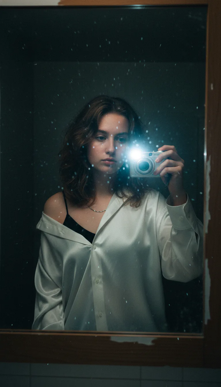 Y2K 감성 거울 셀피 플래시 포토 AI 생성 이미지