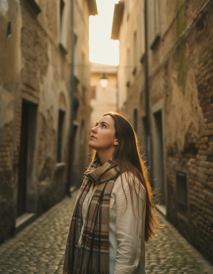 AI 시네마틱 여행 포트레이트 프롬프트 예시인 라이프스타일 여행 브랜드 비주얼