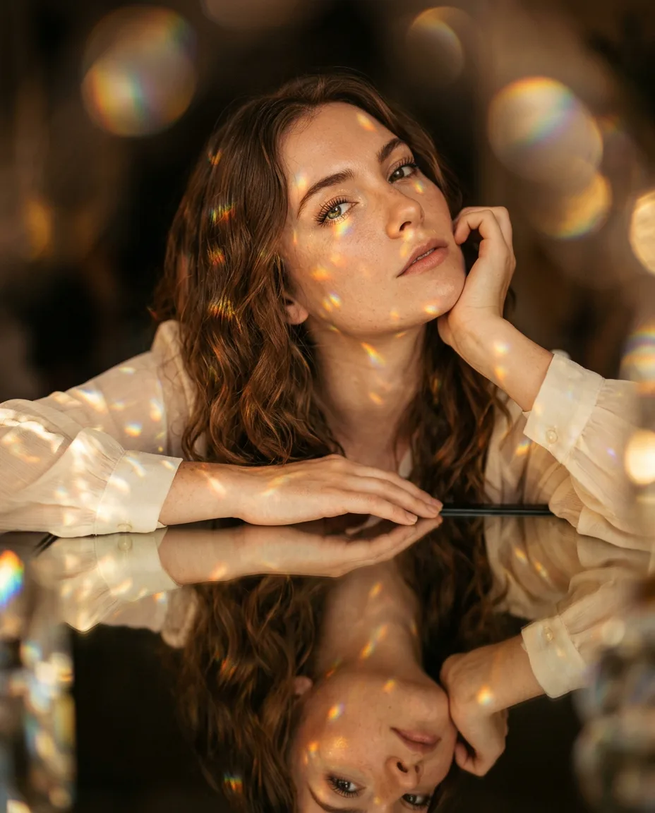 AI 반사광 포트레이트 프롬프트 스킨케어/화장품 브랜드 비주얼 예시 이미지