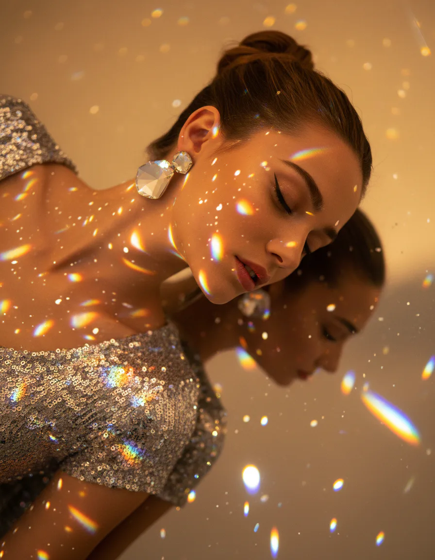 AI 반사광 포트레이트 프롬프트 주얼리/액세서리 착용 화보 예시 이미지