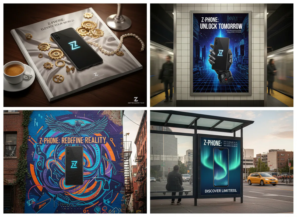 AI로 생성된 다양한 광고 포맷 이미지