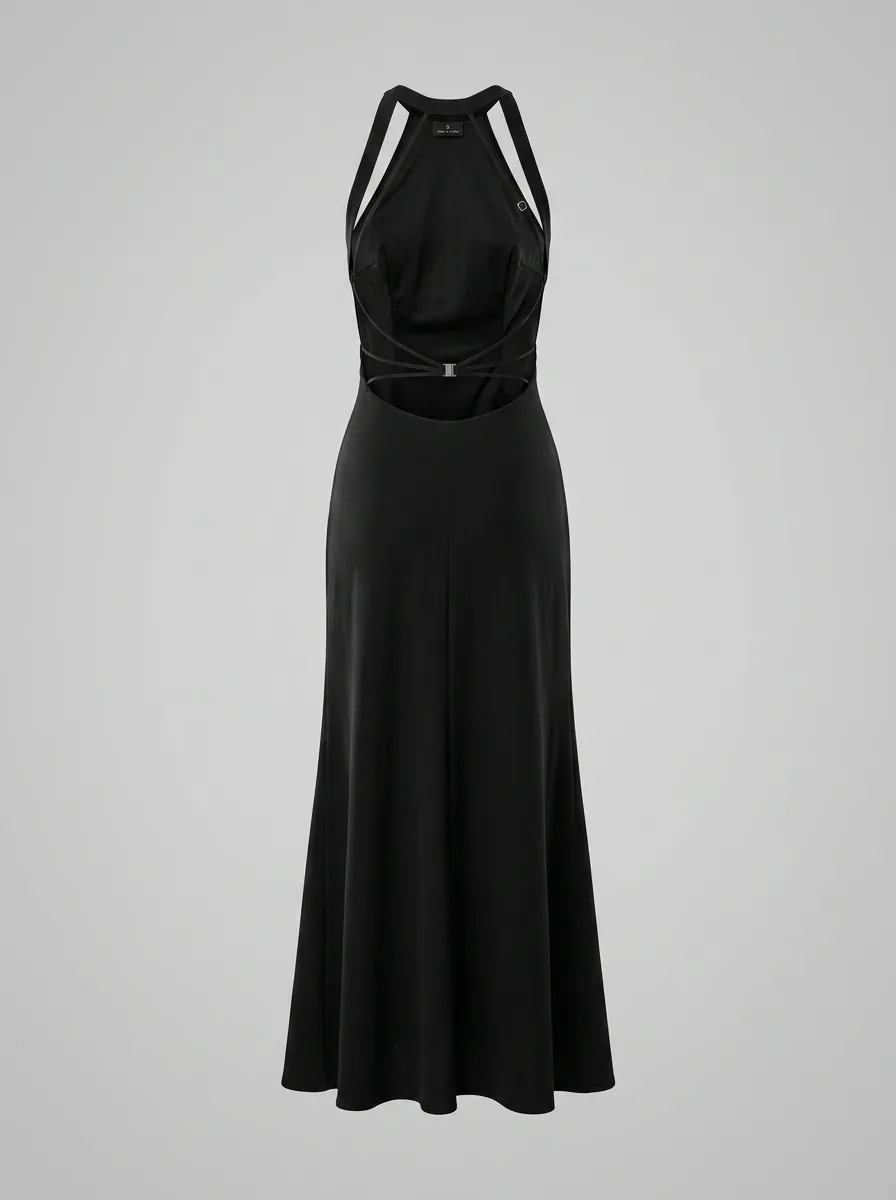 AI로 생성한 블랙 원피스 투명 마네킹 이미지