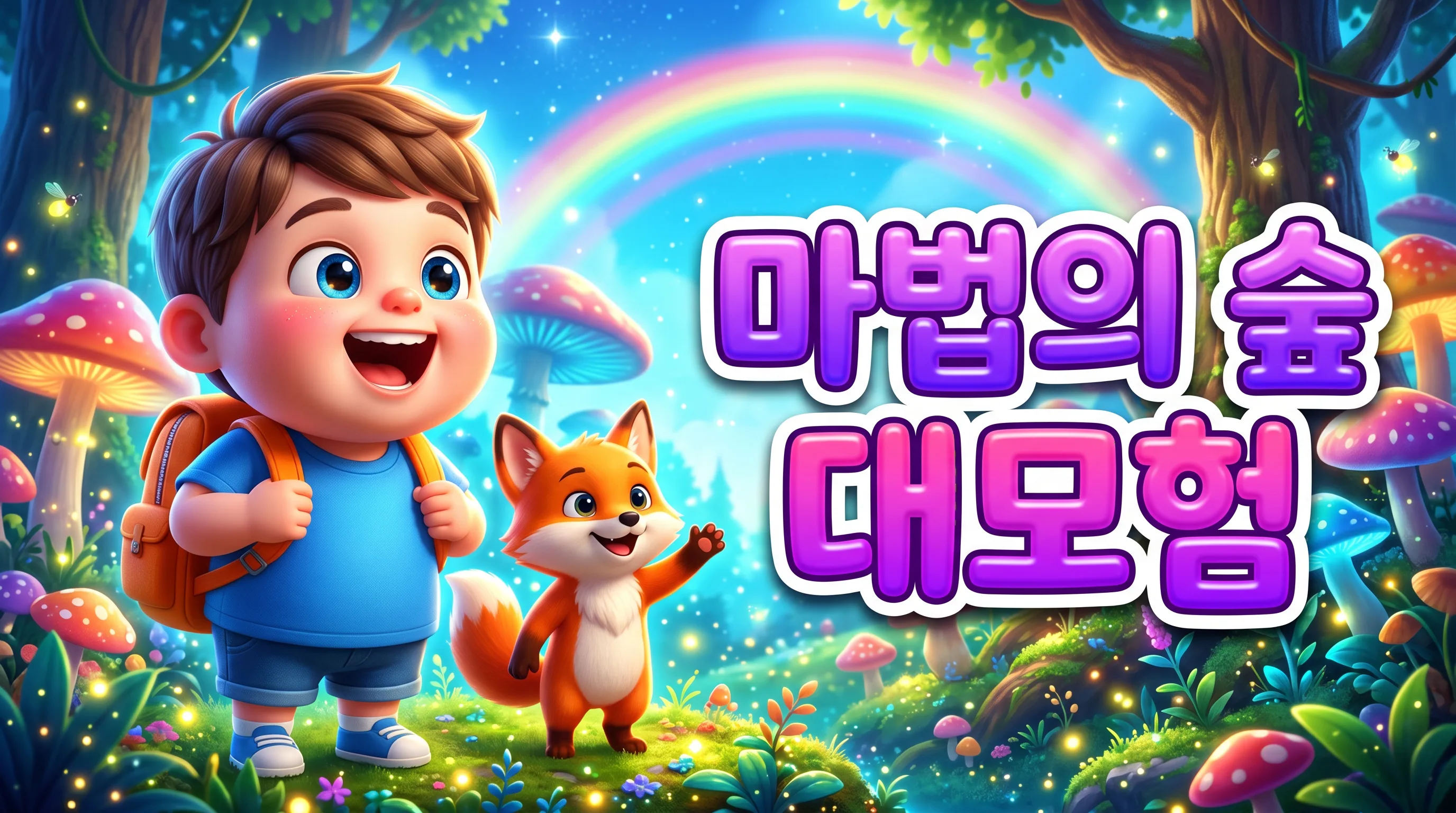 키즈 유튜브 썸네일 AI 프롬프트로 만든 동화 채널 썸네일 예시