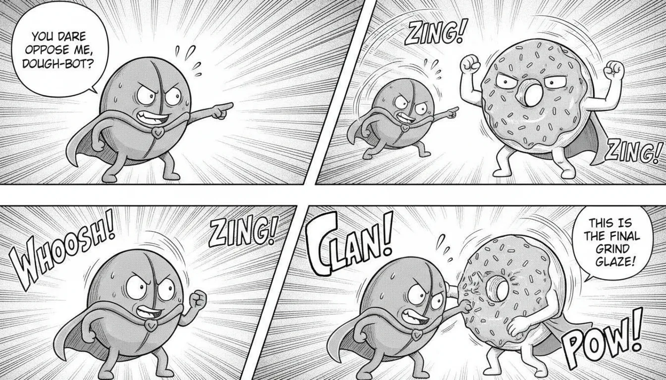 망가 패널 AI 이미지 프롬프트로 만든 브랜드 마스코트 대결 만화