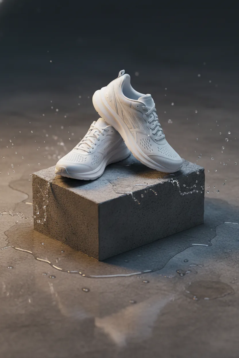 화이트 러닝화 한 켤레